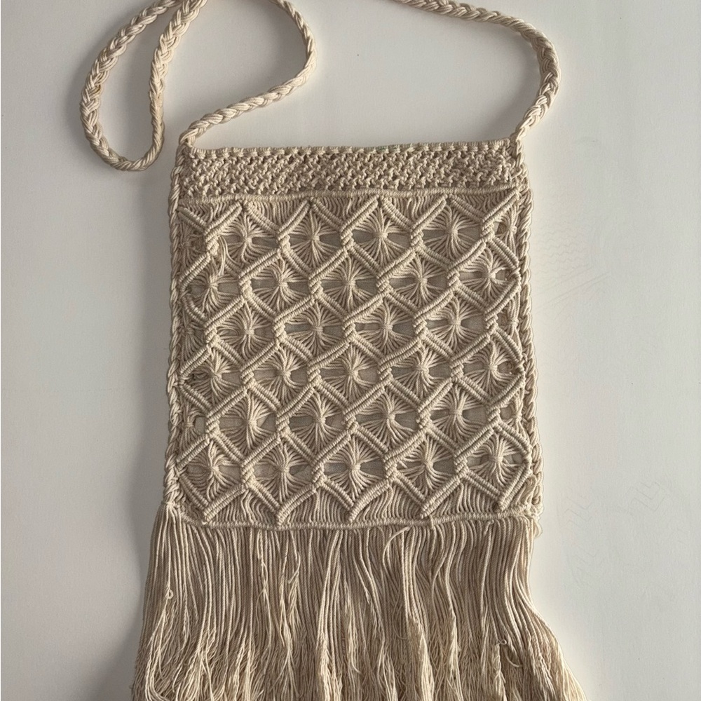 Boho Macrame Fringe Crossbody Bag